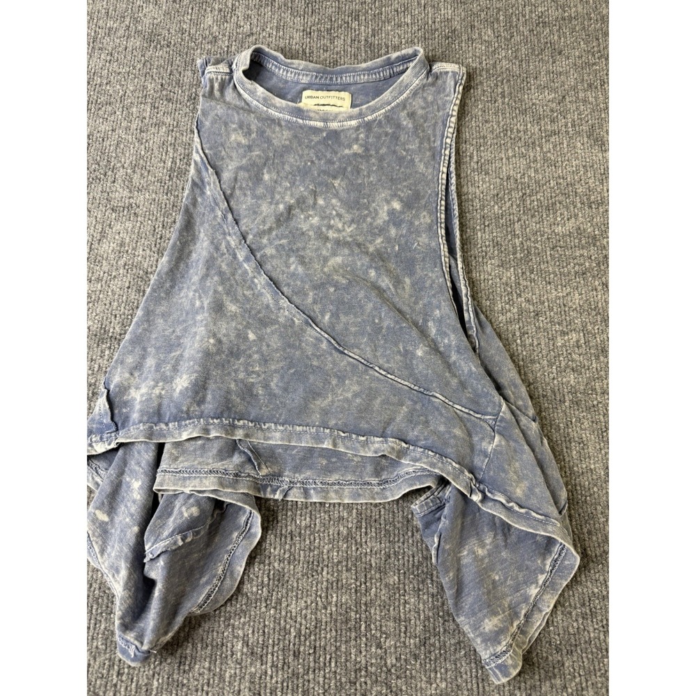 Urban Outfitters Blue Acid Wash Crop Tank Top S Sleeveless Asymmetrical Hem‎